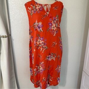 beachlunchlounge Orange Floral Midi Dress, Size xl